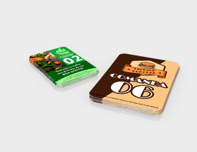 Comanda com Arte Variável em PVC 0,76mm Fosco Frente e Verso 13,6x21,1cm - 4x4 - 1 unid