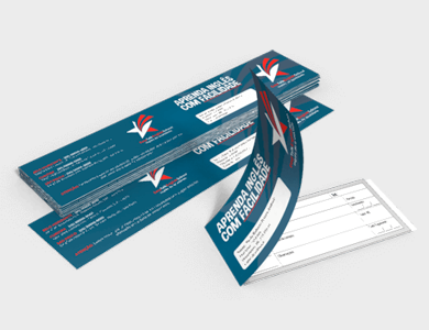 Capa de Carnê Couchê 120g Verniz Total Frente e Verso 42,3x10cm - 4x4 - 500 unid