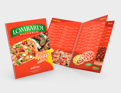 Cardápio Espiral com 14 Páginas em PVC 0,76mm Fosco Frente e Verso 21,5x29cm - 4x4 - 100 unid