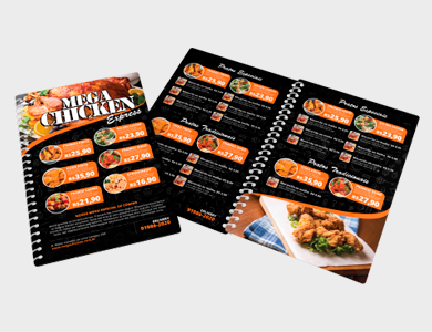 Cardápio Espiral com 6 Páginas em PVC 0,76mm Cristal Frente e Verso 13,6x21,1cm  - 4x4 - 5 unid