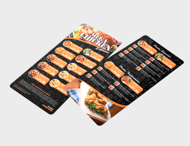 Cardápio com 2 Páginas (1 Folha) em PVC 0,76mm Cristal Frente e Verso 13,7x29,4cm - 4x0 - 25 unid