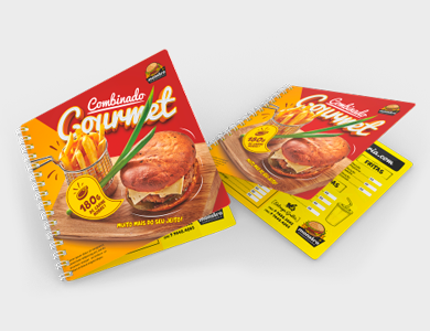 Cardápio Wire-o com 14 Páginas em PVC 0,5mm Cristal Frente e Verso 14,4x14,4cm - 4x4 - 5 unid