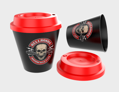 Copo Whisky com Tampa Café PP ECO 300ml - 1 Cor de Impressão - 1x1 - 25 unid