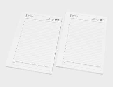 Miolo de Agenda A6 Sulfite 75g PB - Modelo Diária 2026 - 1x1 - 10 unid