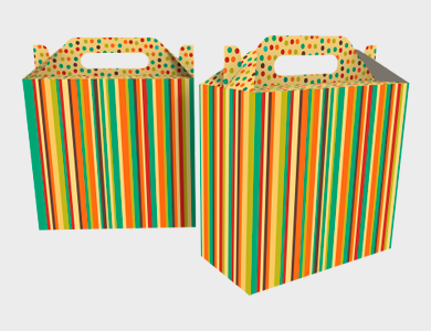 LIS003 - Caixa de Presente Pequena com Alça Modelo Listrada Couchê 300g Verniz Total Frente 18,9x9x18cm - 4x0 - 250 unid