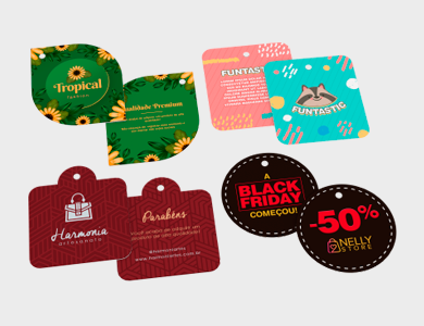 Tag Especial Couchê 300g Laminação Fosca 4x5cm - 4x4 - 5000 unid